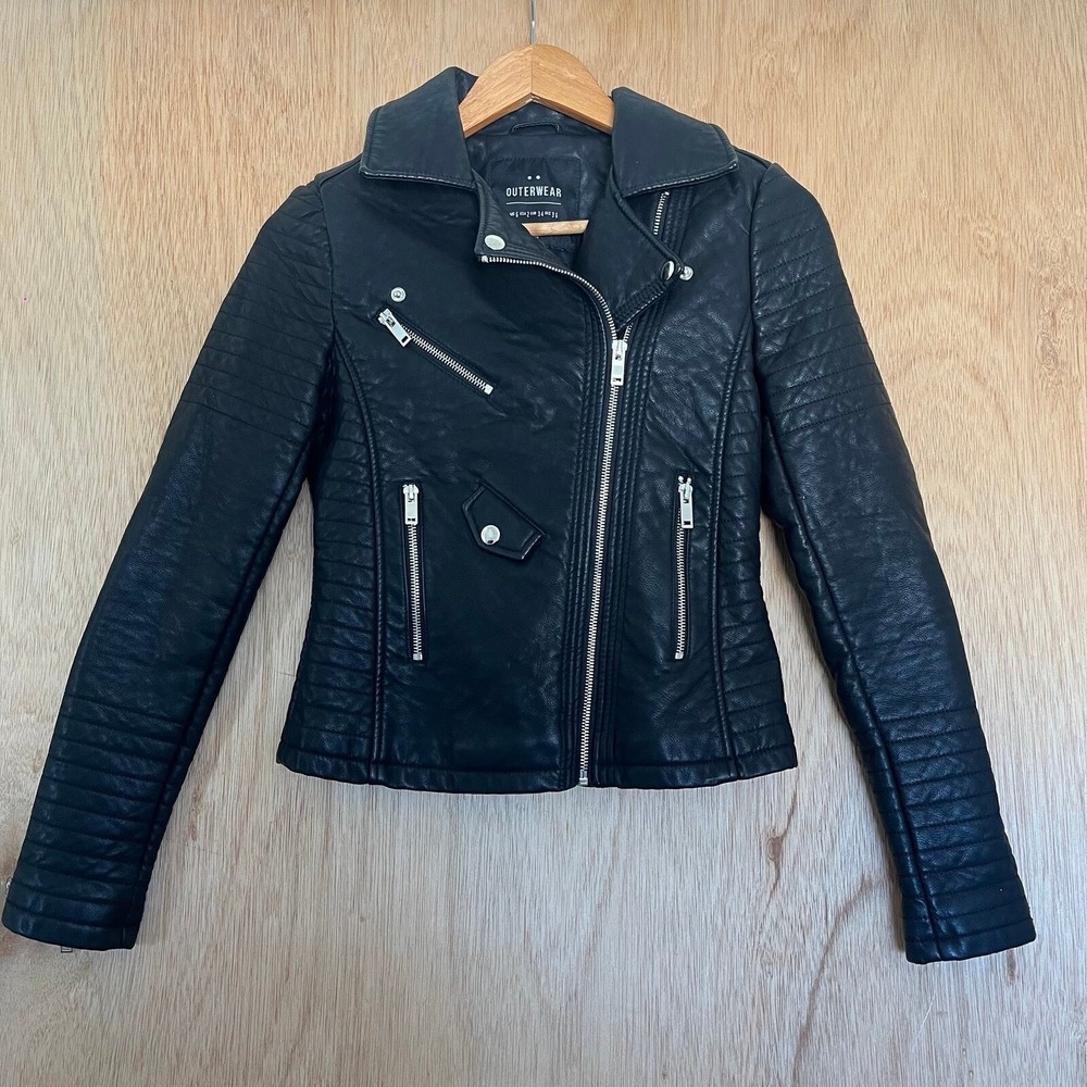 COTTON:ON  Motorcycle  Jacket‎ Viscose Coat Size USA.2  Aus 6